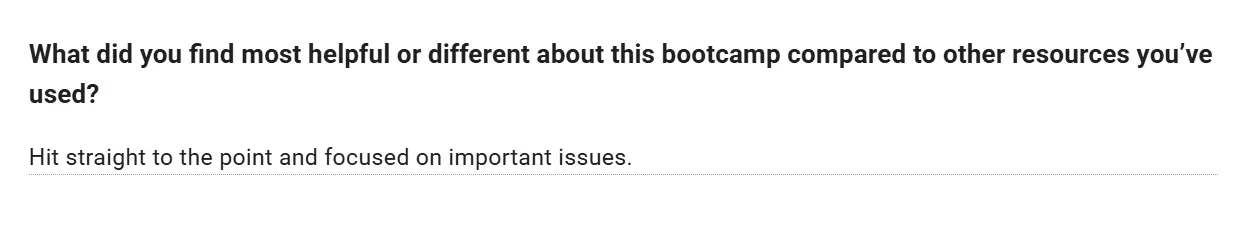 Feedback form: Hit straight to the point and focused on important issues.
